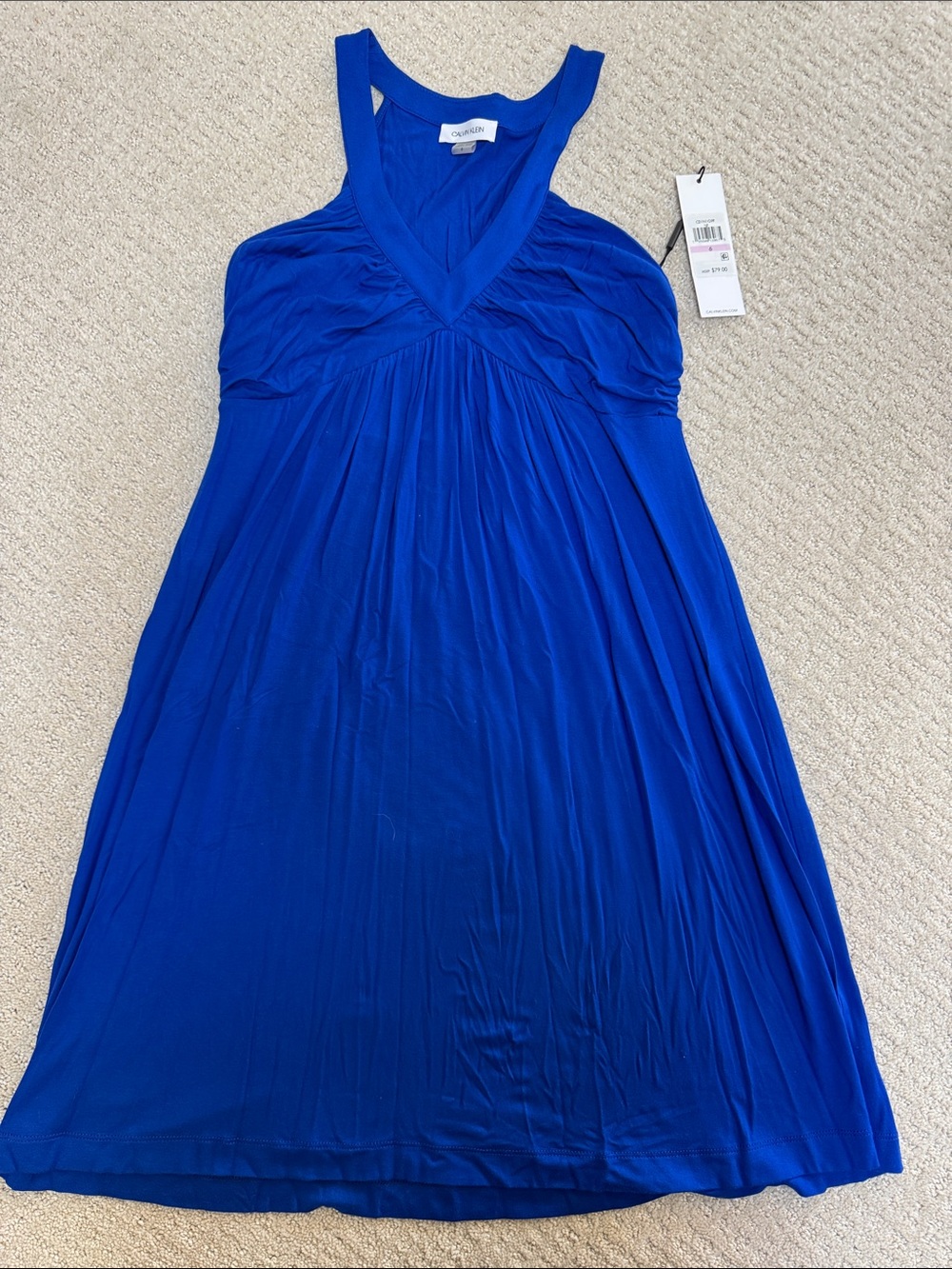 Calvin Klein Royal Blue Halter V-Neck Dress